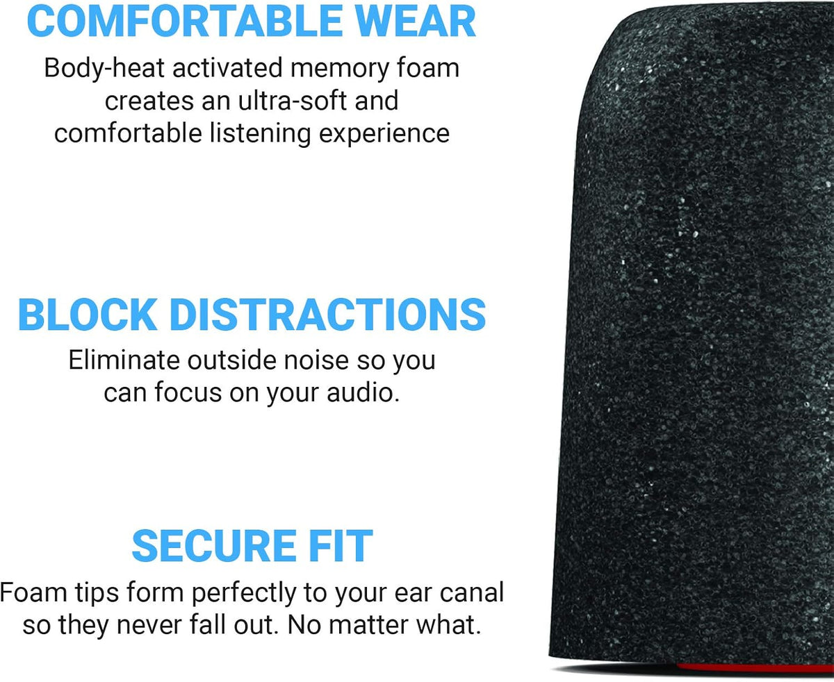 Comply Memory Foam Replacement Ear Tips for Shure Earphones | Superior Noise Isolation, Ultimate Comfort, Secure Fit | Black, Medium (3 Pairs)
