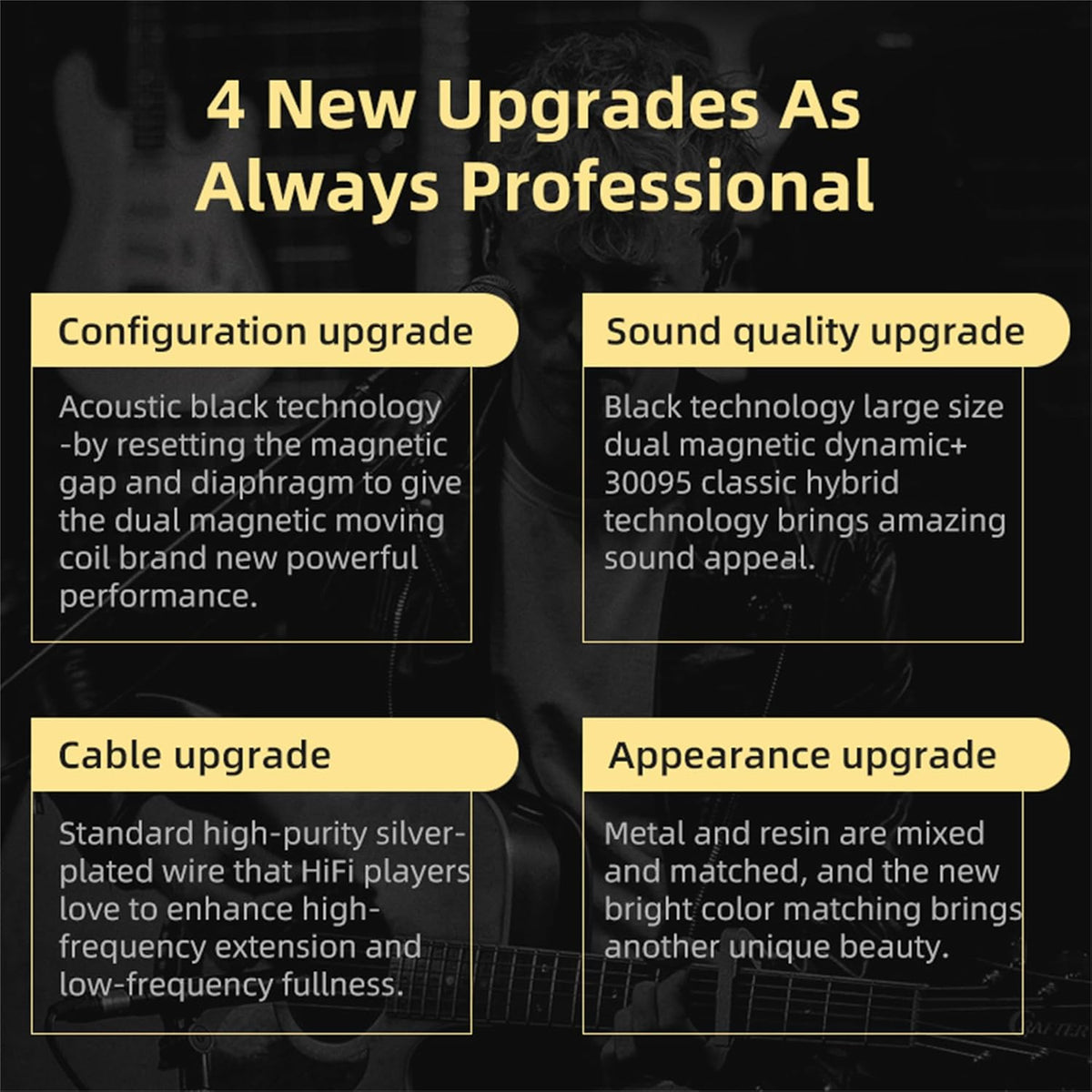 KZ ZSN PRO X in Ear Monitor Headphones Gaming Earbuds, High Fidelity Wired Earbuds, Hybrid Dual Driver IEMS Earphones with 1BA 1DD Detachable Tangle-Free Cable for Computer Tablet (Gold, Without Mic)