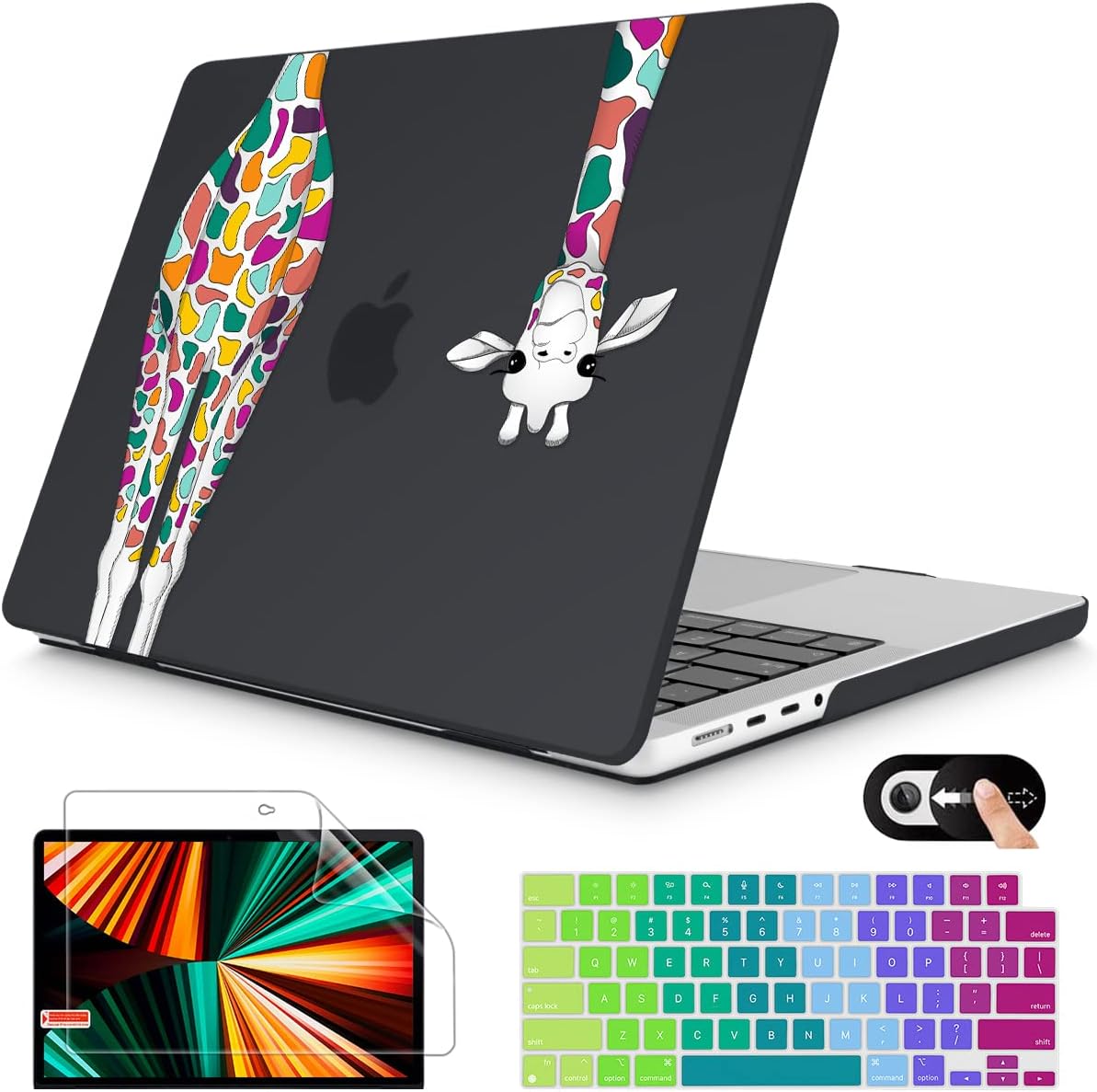 Mektron Case for MacBook Pro 16" M4 A3403 A3186 M3 A2991 M2 A2780 M1 A2485 (2021/2023/2024) Pro/Max with Touch ID, Hard Shell Plastic Laptop Cover Keyboard Cover Screen Protector, Black