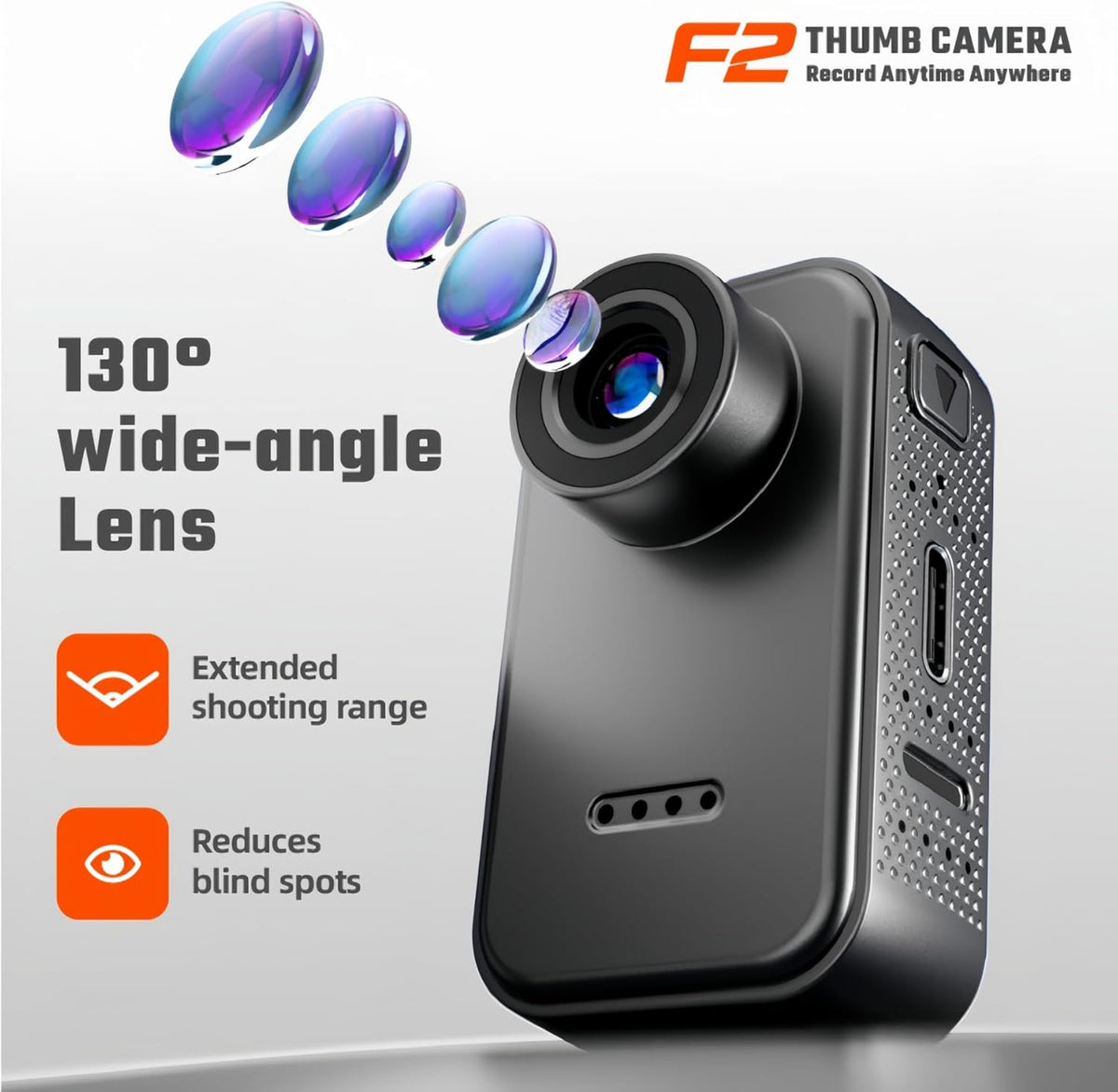 Boeavance Mini Body Camera, Thumb Action Camera, Tiny Size, Mount Anywhere Thumb Size Hands Free Recording POV Camera