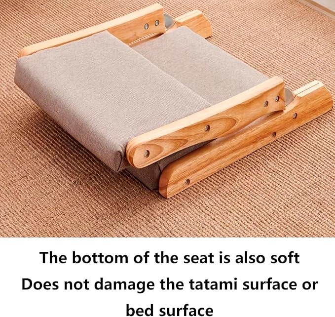 BTZHY Floor Chair Japanese Legless Chair Seat with Back Support FoldableWood Folding Floor ChairHome Bay Window Lazy Backrest Chair Meditation Floor Seating for Living Room(A)