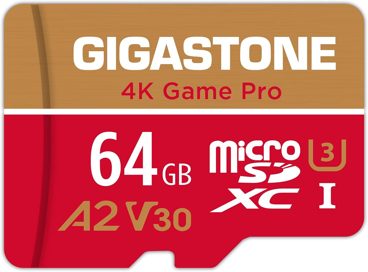 Gigastone 1 64GB 4K 95/35MB/s, U3 A2 V30 5-Years For Switch Only Micro SD Card, Game Pro, MicroSDXC Memory Card
