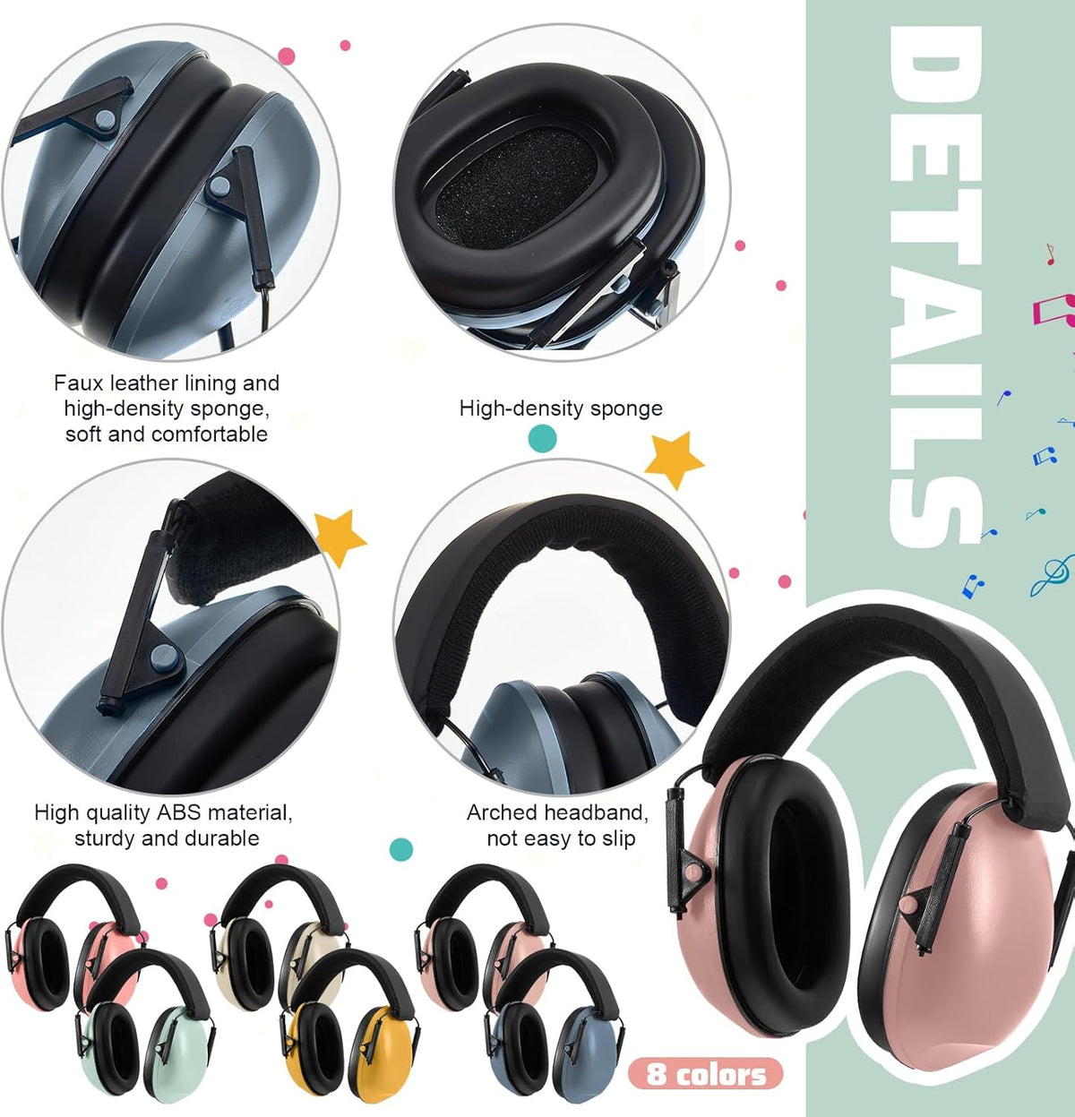 Amylove 12 Pcs Kids Ear Protection Noise Cancelling Headphones Ear Muffs Bulk 27db Adult Noise Reduction Hearing Earmuff(Universal Fit (kids & Adults),Classic Style,Happie Boho Color)