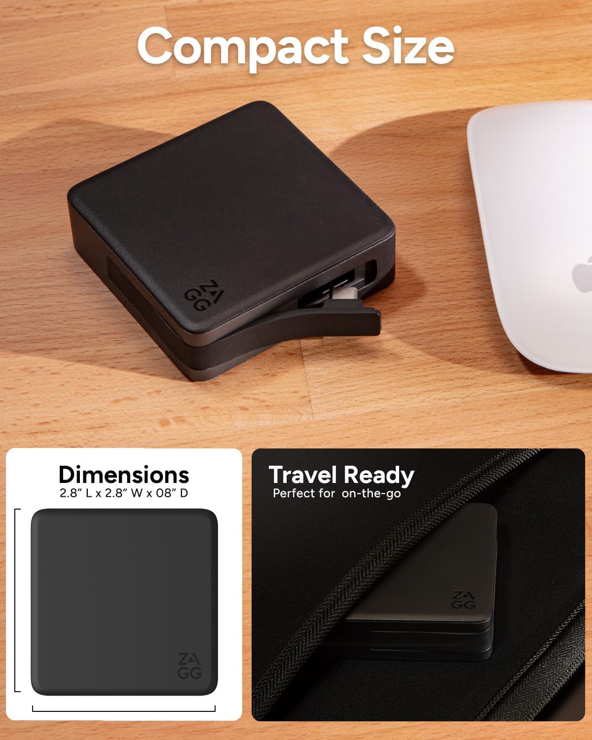ZAGG 4-Port Hub - Versatile USB-C PD, USB-A HDMI Adapter, High-Speed Charging & 4K Display Support, Compact for Travel, Compatible with Windows, macOS, iPadOS, ChromeOS, Android