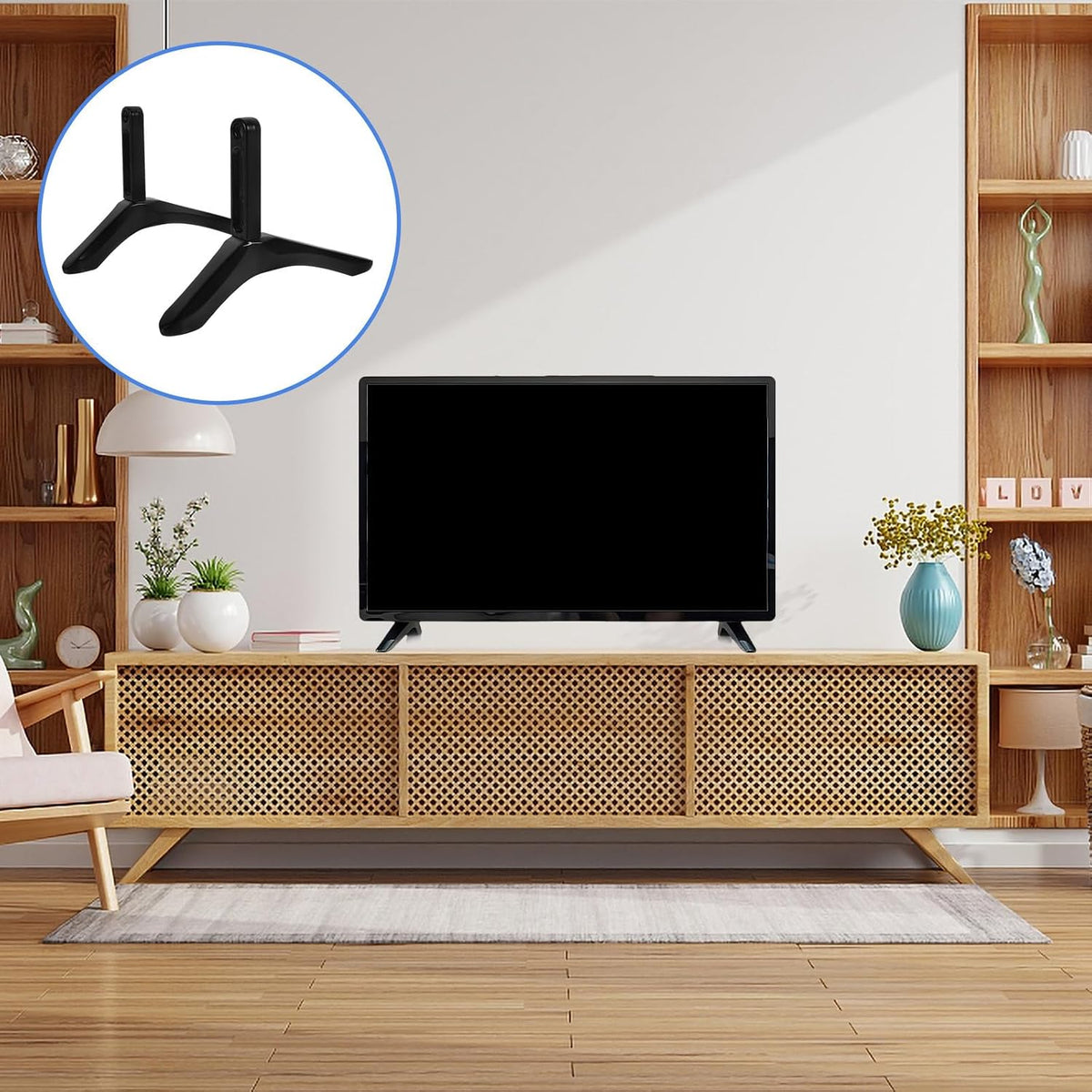 IMUSINICE Setup Tv Support Base and Tabletop Tv Stand Replacement with Screws Suitable for Living Room and Home