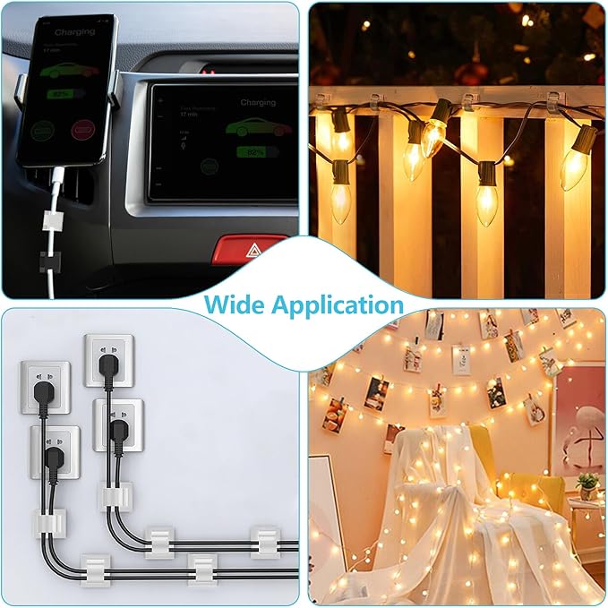 Abnii 100PCS Cable Clips, Adhesive Cord Wire Organizer, Clear, Small