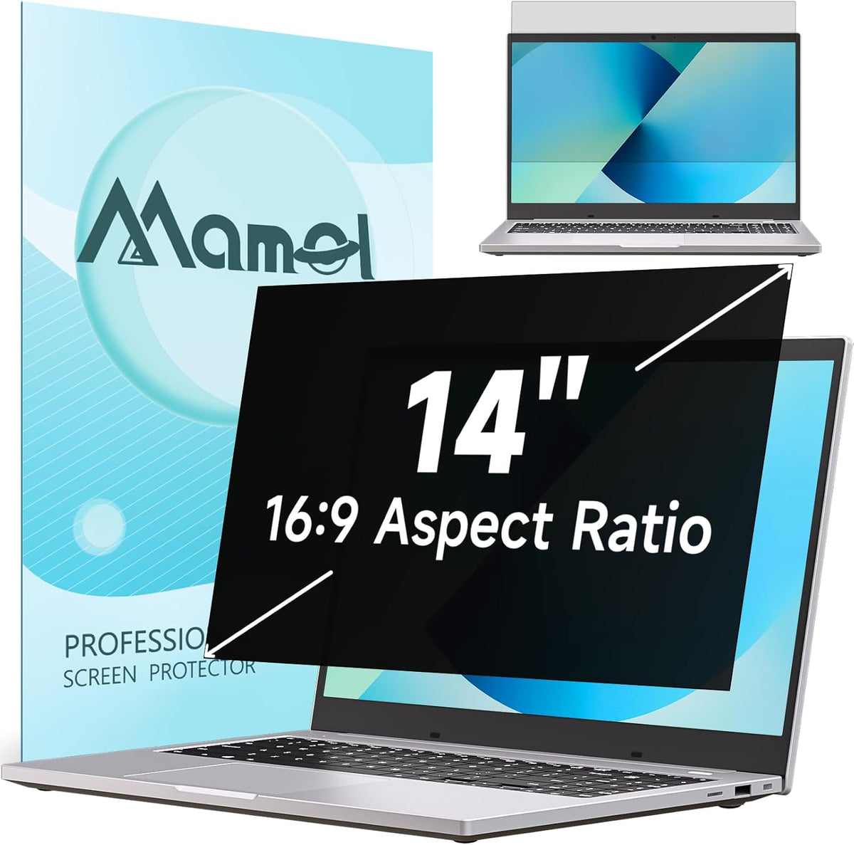 Nano Laptop Privacy Screen 14 Inch 16:9, No Glue Computer Monitor Privacy Shield, Matte Anti Glare Blue Light Filter Compatible with Lenovo Hp Dell Acer Asus Thinkpad Envy Xps