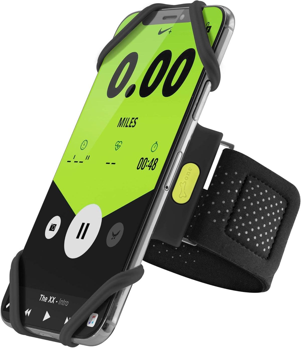 【Bone】 Run Tie Running Armband Phone Holder, Cell Phone Arm Band for Apple iPhone 14 13 12 11 Pro Max Mini XS XR X 8 7 6 Plus Galaxy S10 S9 S8 Smartphone, Phone Size 4-6.7" Black XL