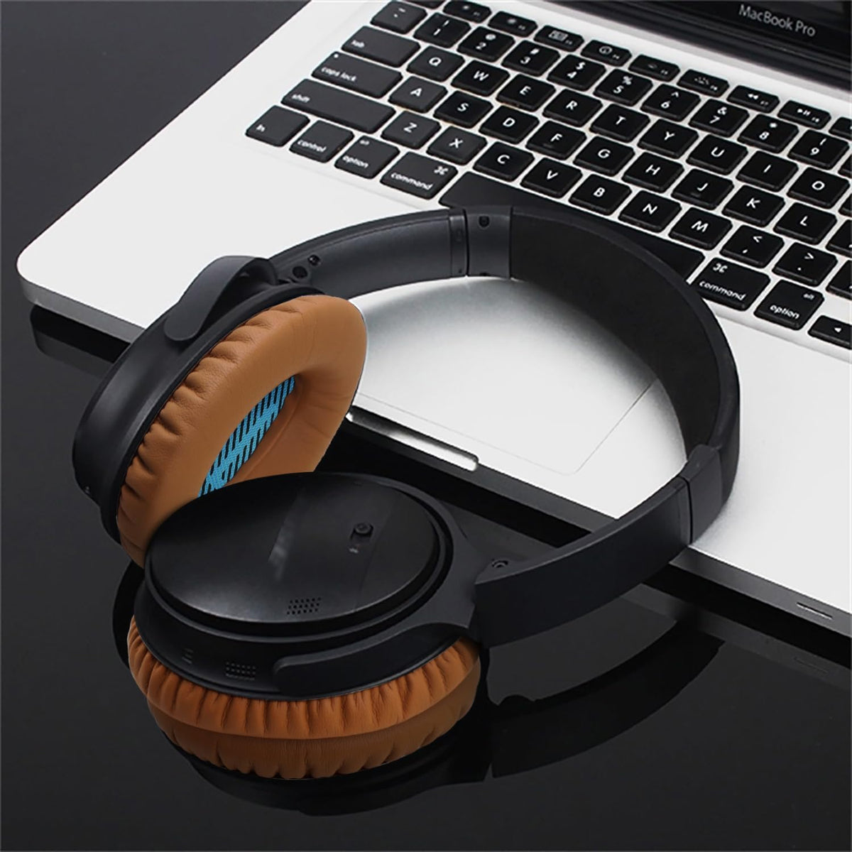 Replacement Ear Pads for Bose QuietComfort 15(qc15/QC15), Headphone Ear Covers, High Density Memory Cotton, Soft Leather, Adaptive Noise Isolation Headphones Pads Cushions-Khaki