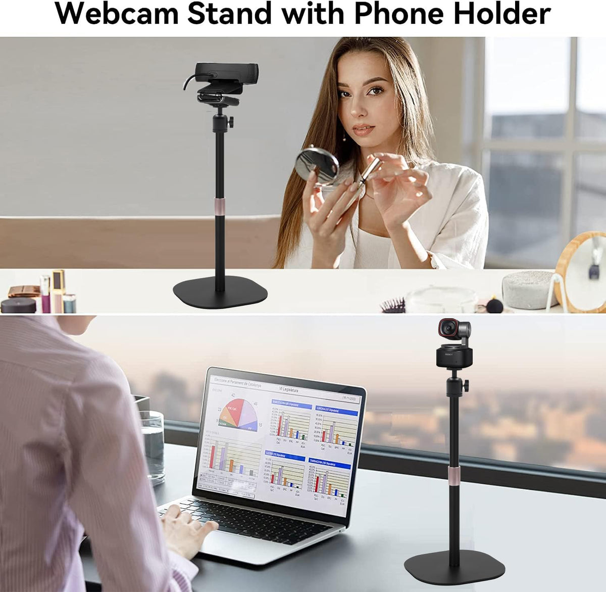 AceTaken 18-inch 2/ 1080P/Meet 2/Meet Heavy-Duty Webcam Stand, Tabletop Webcam Tripod Holder Compatible with OBSBOT