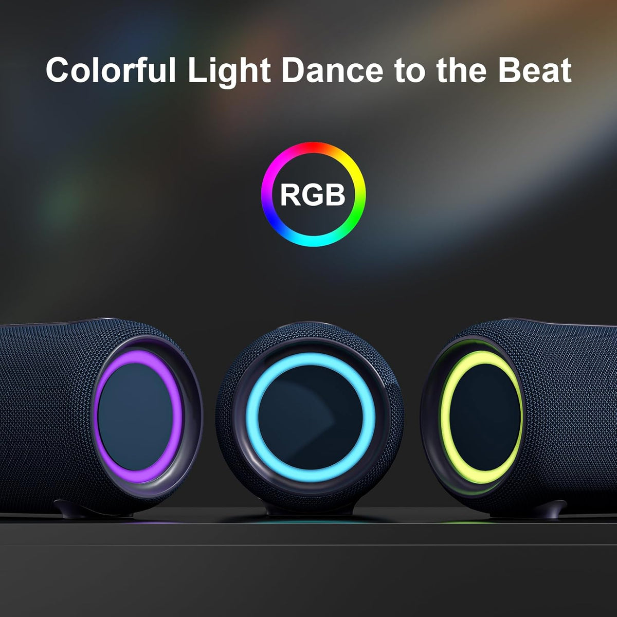 Passau Portable Bluetooth Speakers 40W Peak Loud Stereo Sound, Passive Radiators-Deep Bass, All Day Playtime, Adjustable Strap, BT5.3, IPX5 Wireless Speaker RGB Lights for Indoor Outdoor-Blue