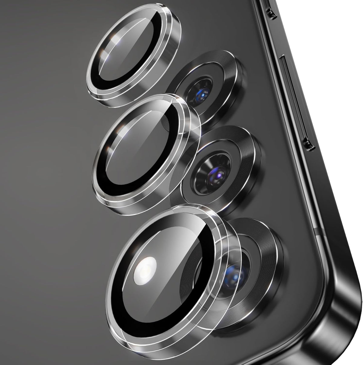 YWXTW Camera Lens Protector for Samsung Galaxy S25 Accessories [1:1 Fit & Ultra Clarity] 9H Tempered Glass Metal Individual Ring Camera Cover Screen Protector for S25, Case Friendly (Clear)