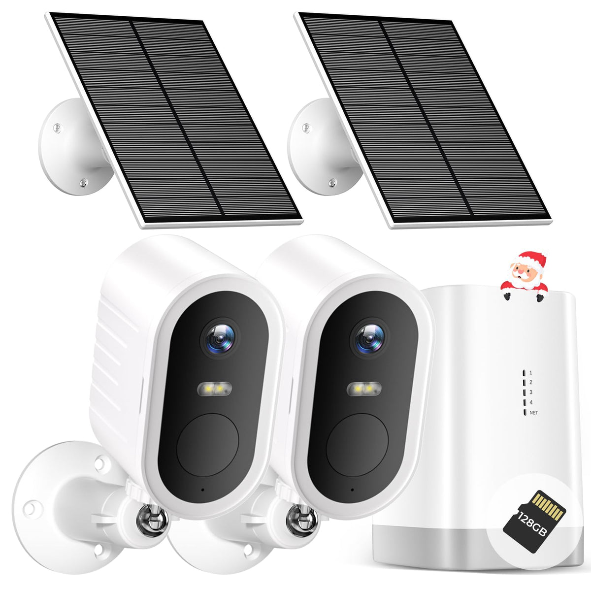 Security Cameras Wireless Outdoor No Subscription,5G/2.4G WiFi 4MP Solar Cameras for Home Security 2Cam-Kit,180-Day Powered,128GB Local Storage,Color
