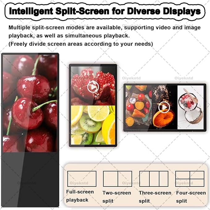 Commercial Digital Signage Display Advertising Media Player Portrait and Landscape Digital Signage Player Smart Split Screen for Restaurants Cafes Salons &amp Shops 43in