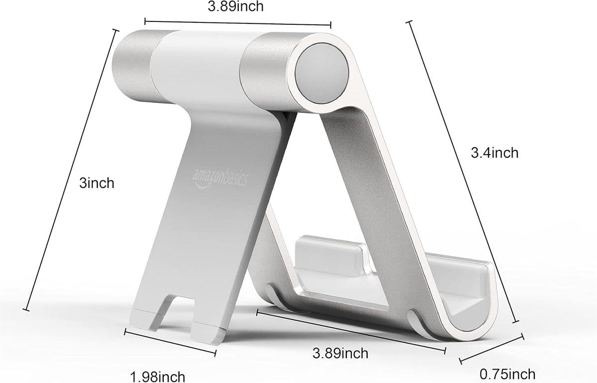Amazon Basics Multi-Angle Portable Foldable Stand for Tablets, E-readers and Phones, Non-Slip Desktop Holder for iPads