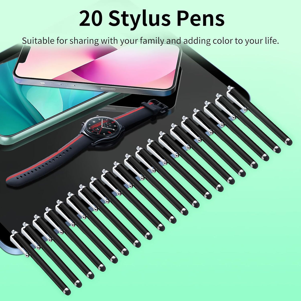20 Pack Stylus Pen,Stylus Pen for Touchscreen High Precision and Sensitivity for Everyday Writing/Drawing,Universal Stylus Compatible with All Touch Screens,Black