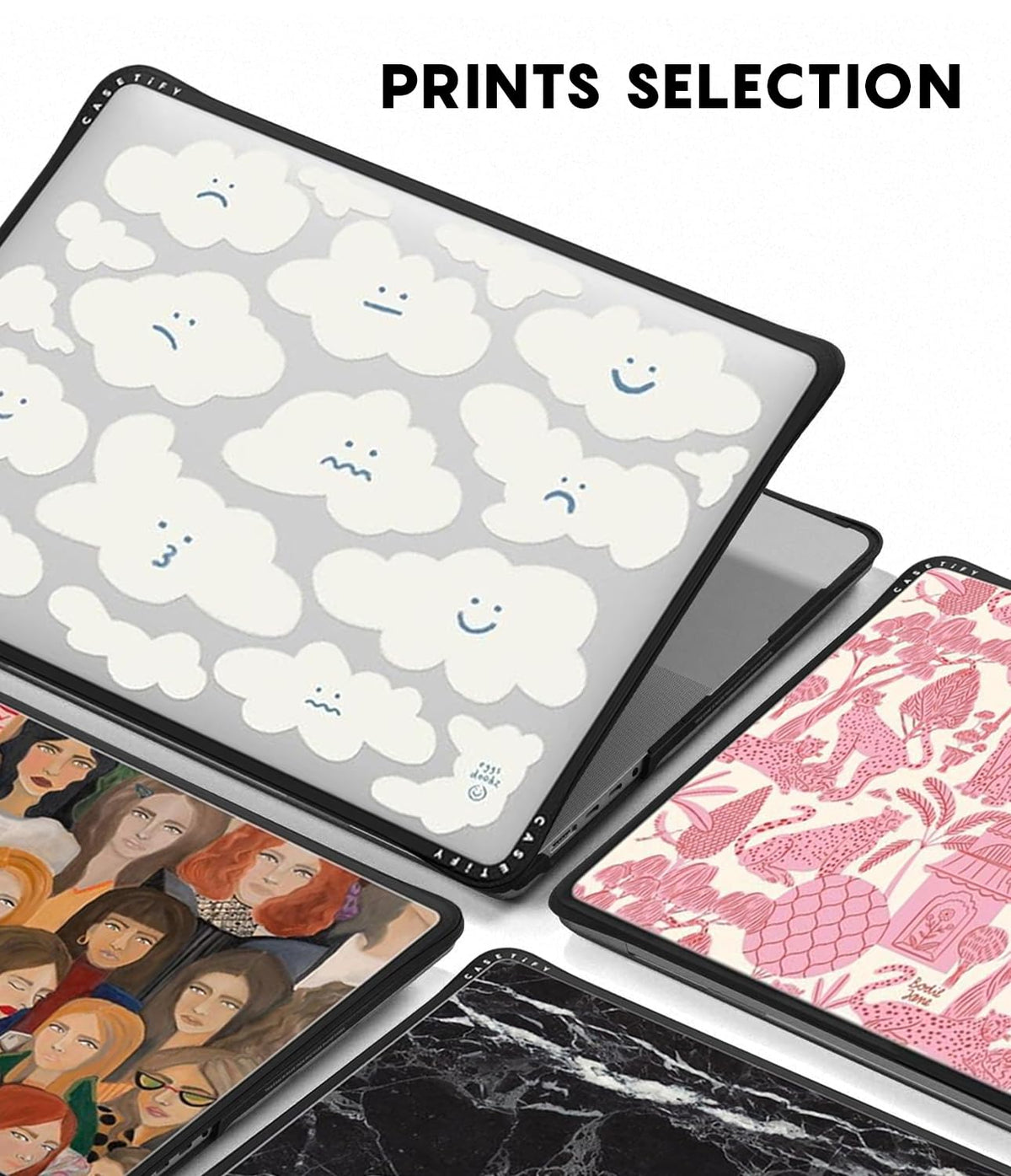 CASETiFY Impact MacBook Air 13.6" (M2-M5) Case [Cushioned Impact Corners/Scratch-Resistant/Anti-Slip Grip] - Small Blue Flowers - Clear Black