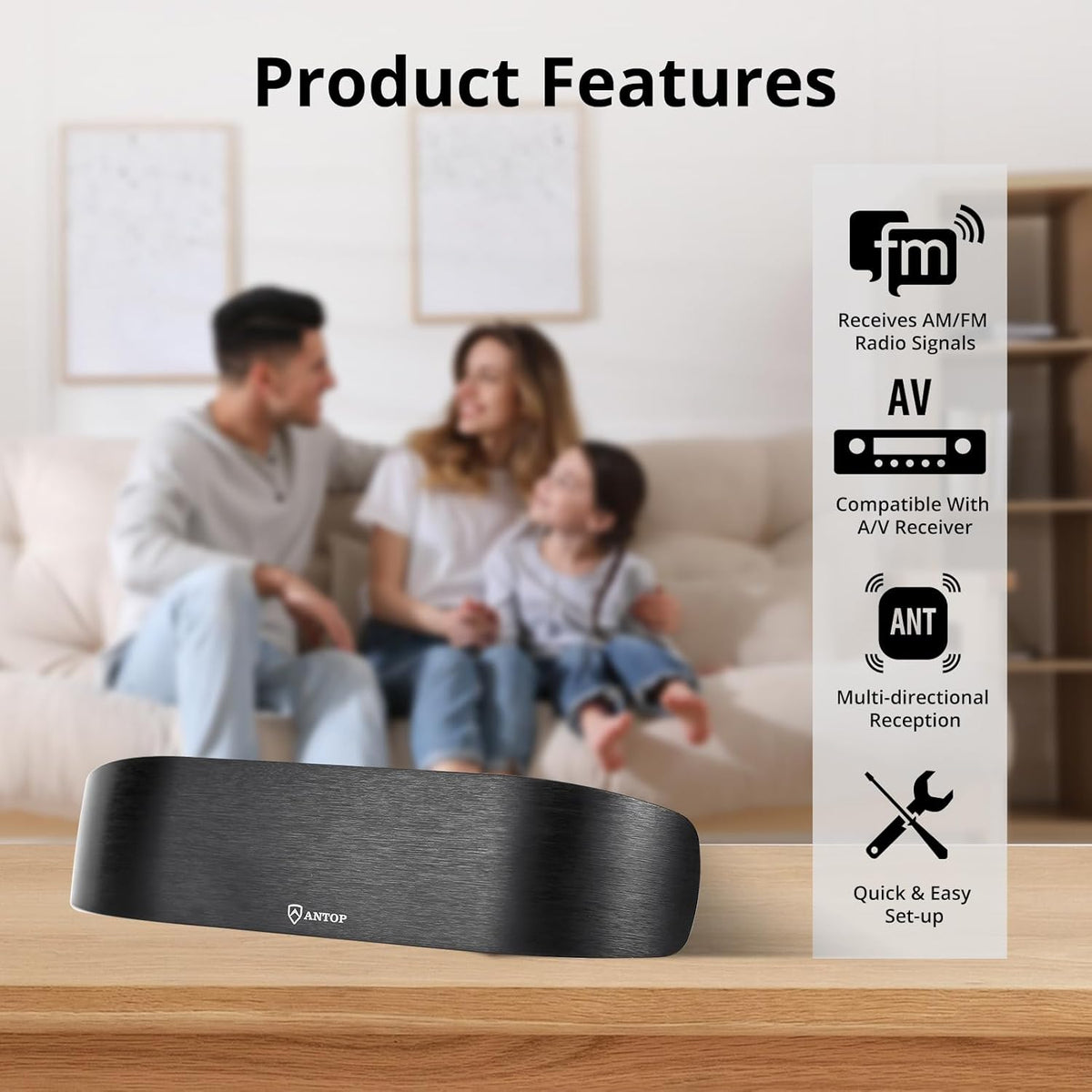 GOYMFK AM FM Antenna for Stereo Receiver Indoor, Antop Amplified FM Radio Antenna for Home AV Audio Video Receiver