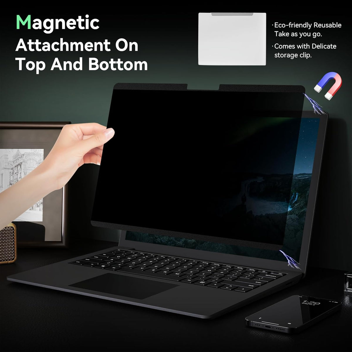 Magnetic 15 Inch Surface Laptop 5 Privacy Screen for Microsoft Surface Laptop 5/4/3/2/1, Removable Anti-Spy Filter Black Security Film, Anti Blue Light Filter Reusable Shield, Matte Bubble Free Guard