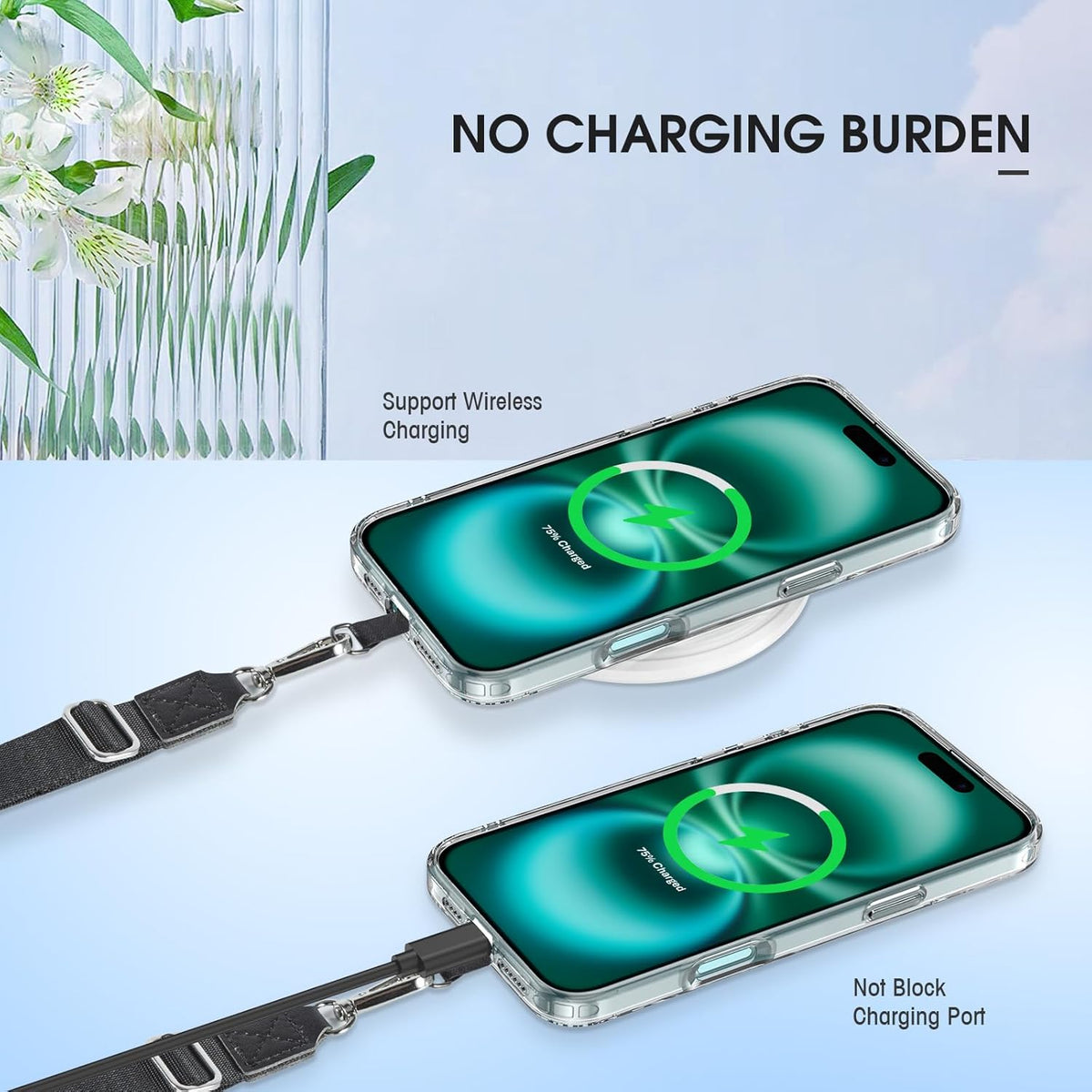 Phone Lanyard 2 Pack, Adjustable Cell Phone Multifuctional Patch Lanyards,Compatible with Most Smartphones and Wallets Keys ID Badges Travel Essentials(Black+Gray) (Lanyard Letter Sign N)