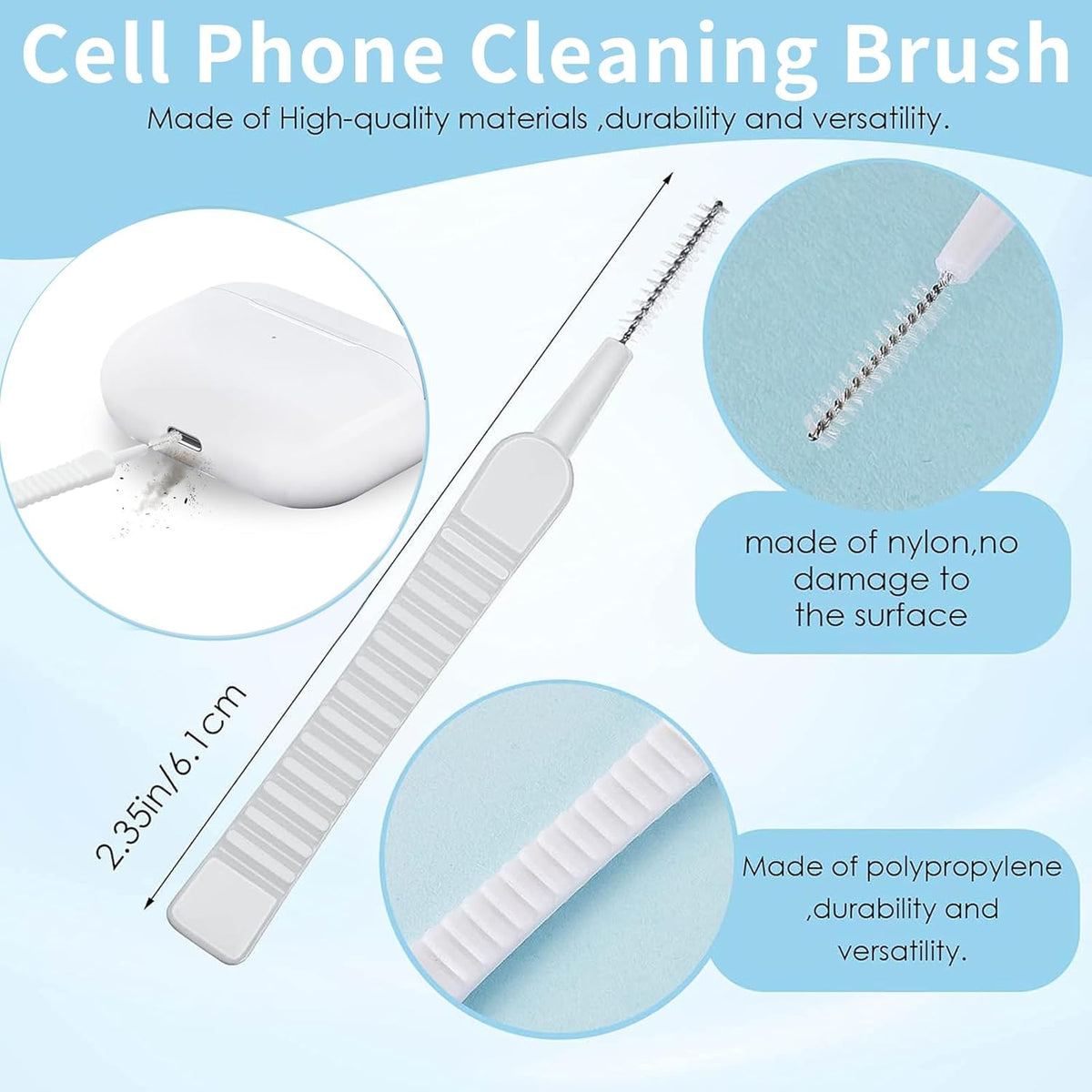 [10 Pieces] Loirtlluy Airpods Mini Cleaning Brush Kit, Anti-Clogging Nylon Cleaner for Airpods 1/2/3/Pro,