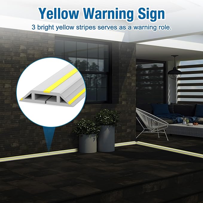 Eapele Floor Cable Cover Protector,Heavy Duty PVC Duct Easy to Unroll,Prevent Cable Trips and Protect Wires,Perfect for Home Office or Outdoor (Gray - 10ft)