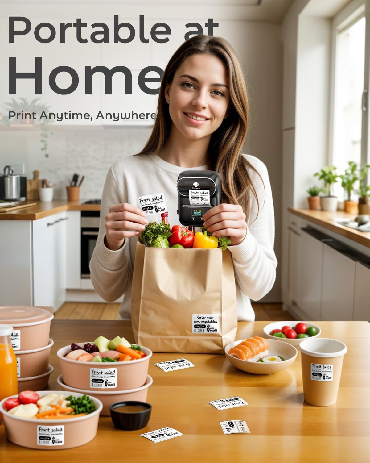Phomemo M110 Label Maker - Label Maker Machine with Tape Portable Bluetooth Barcode Label Printer for Small Business, Address, Logo, Clothing, Mailing, with 40x30mm Label, Black