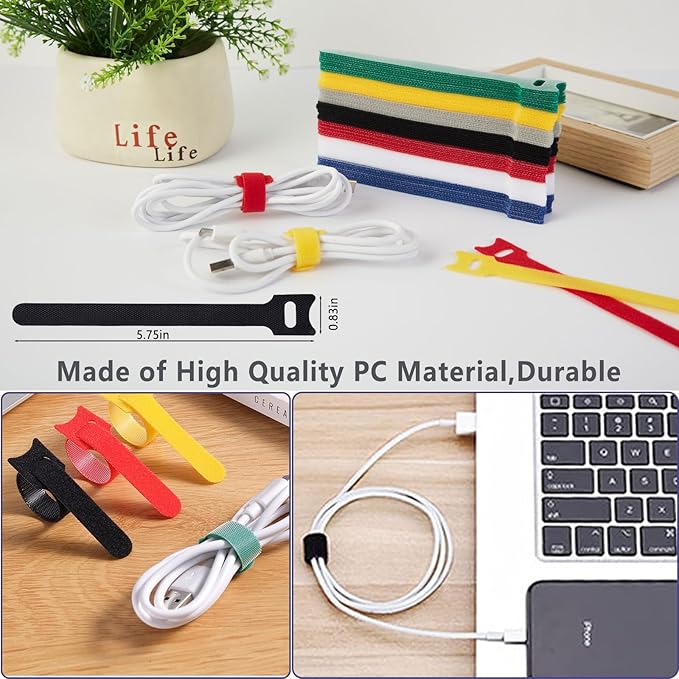 ELII 300PCS Cable Management Kit,4 Cable Sleeve 35 Cable Clips