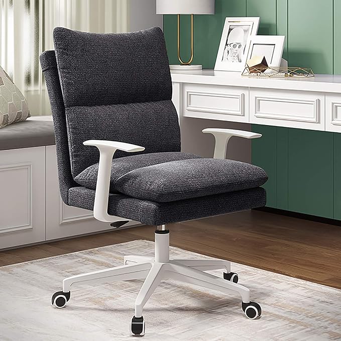 Office Chair Gaming Chair Computer Chair Ergonomic Computer Chair with Soft Removable Seat and Comfortable BackrestUpholstered Gaming Chair with Height Adjustable ArmrestFabric H