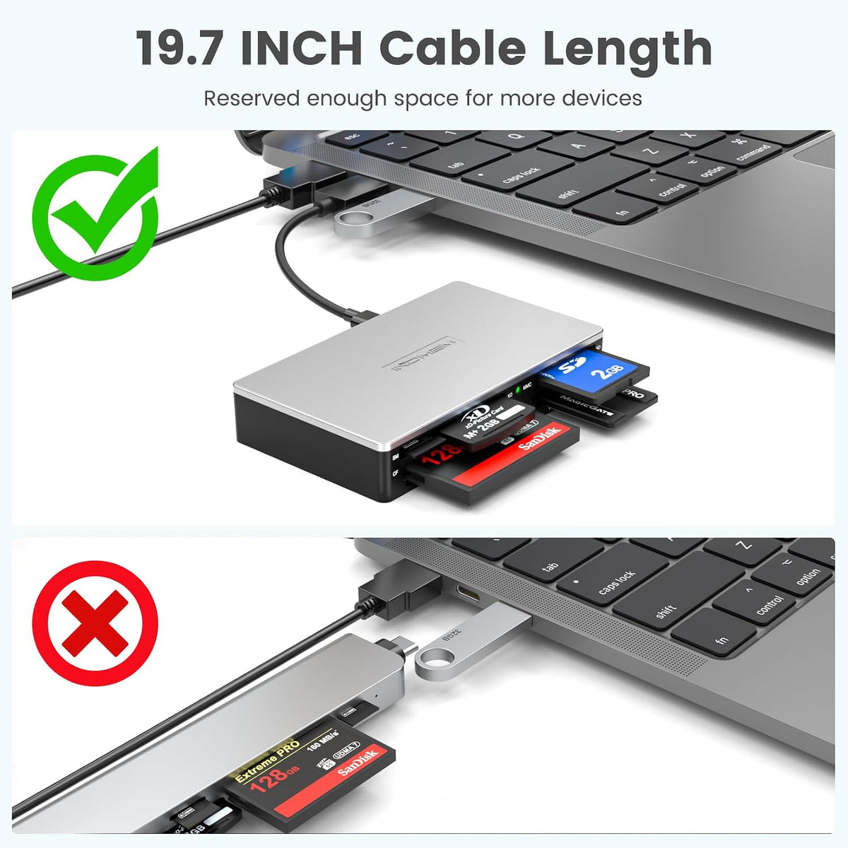 INDMEM All-in-1 MMC, SmartMedia Card Reader Writer USB Universal Multi Card Adapter Slim Hub Read Smart Media, xD, SD