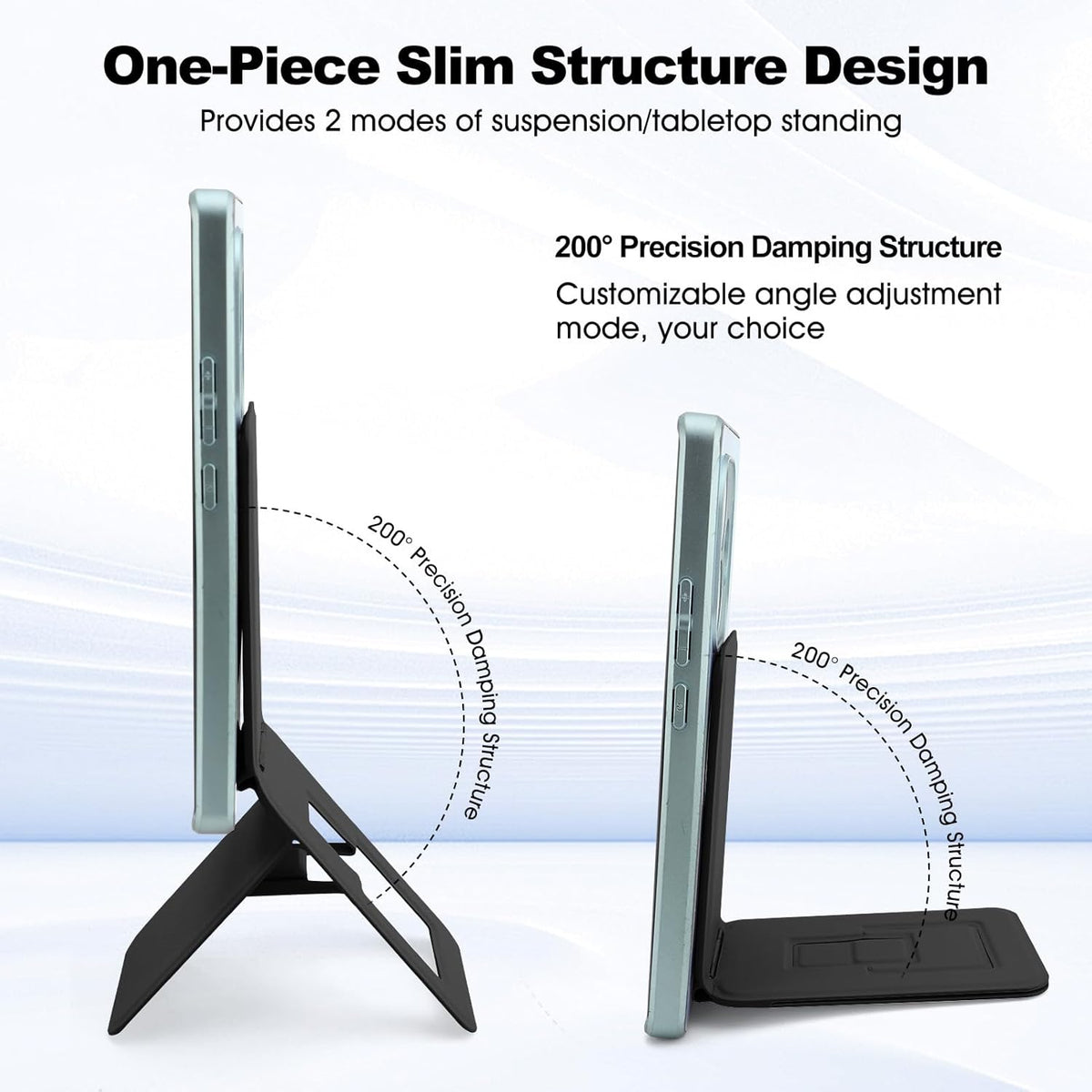 Phone Stand, Foldable Magnetic Phone Tripod, Angle Adjustment & Strong Magnets PU Leather Phone Stand, Compatible with All Smart Phone 16/15/14/13/12 (Black)