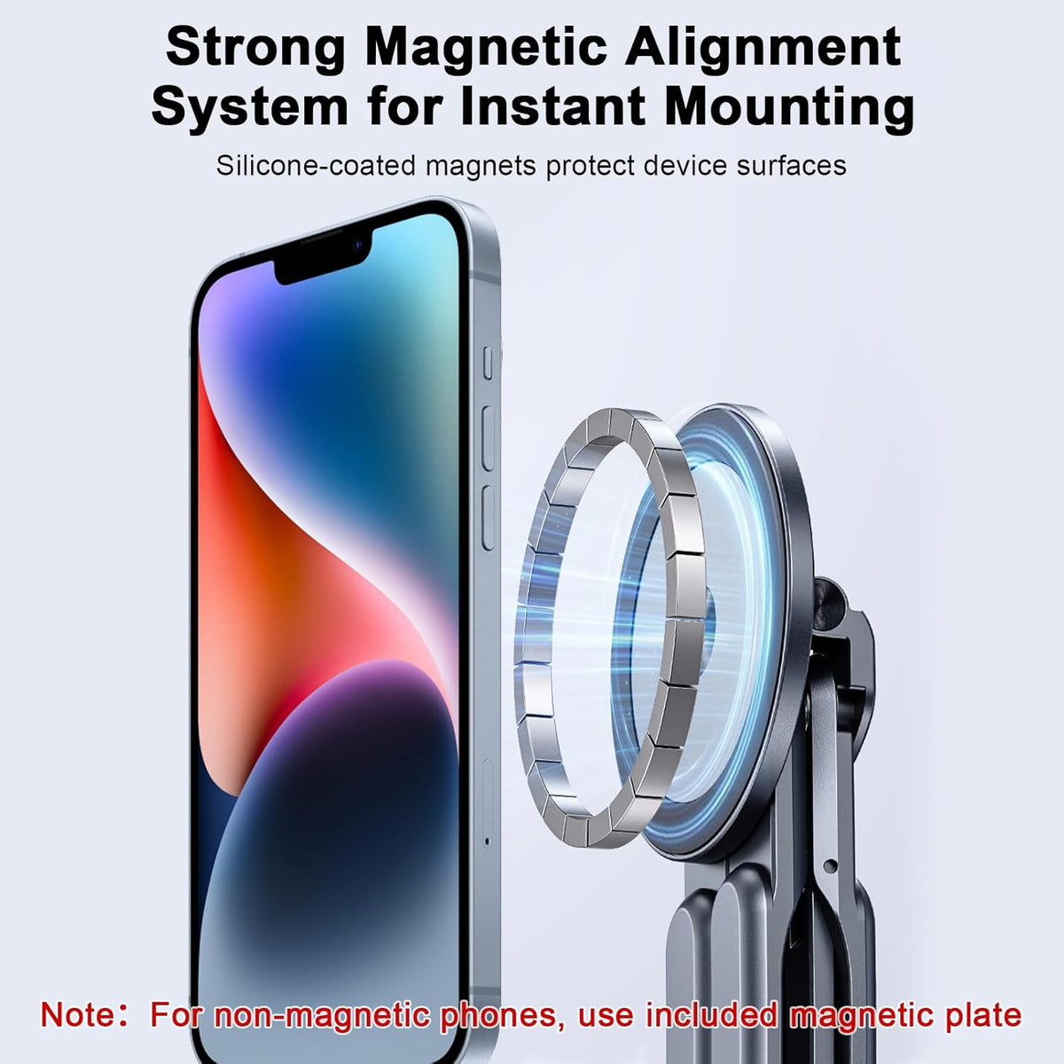 Foldable Laptop Stand for Desk, All-in-One Portable Holder for Laptop, Phone & Tablet with Magnetic Mount - 8-Angle Adjustable Aluminum with Non-Slip Base for 10-15.6" Laptops