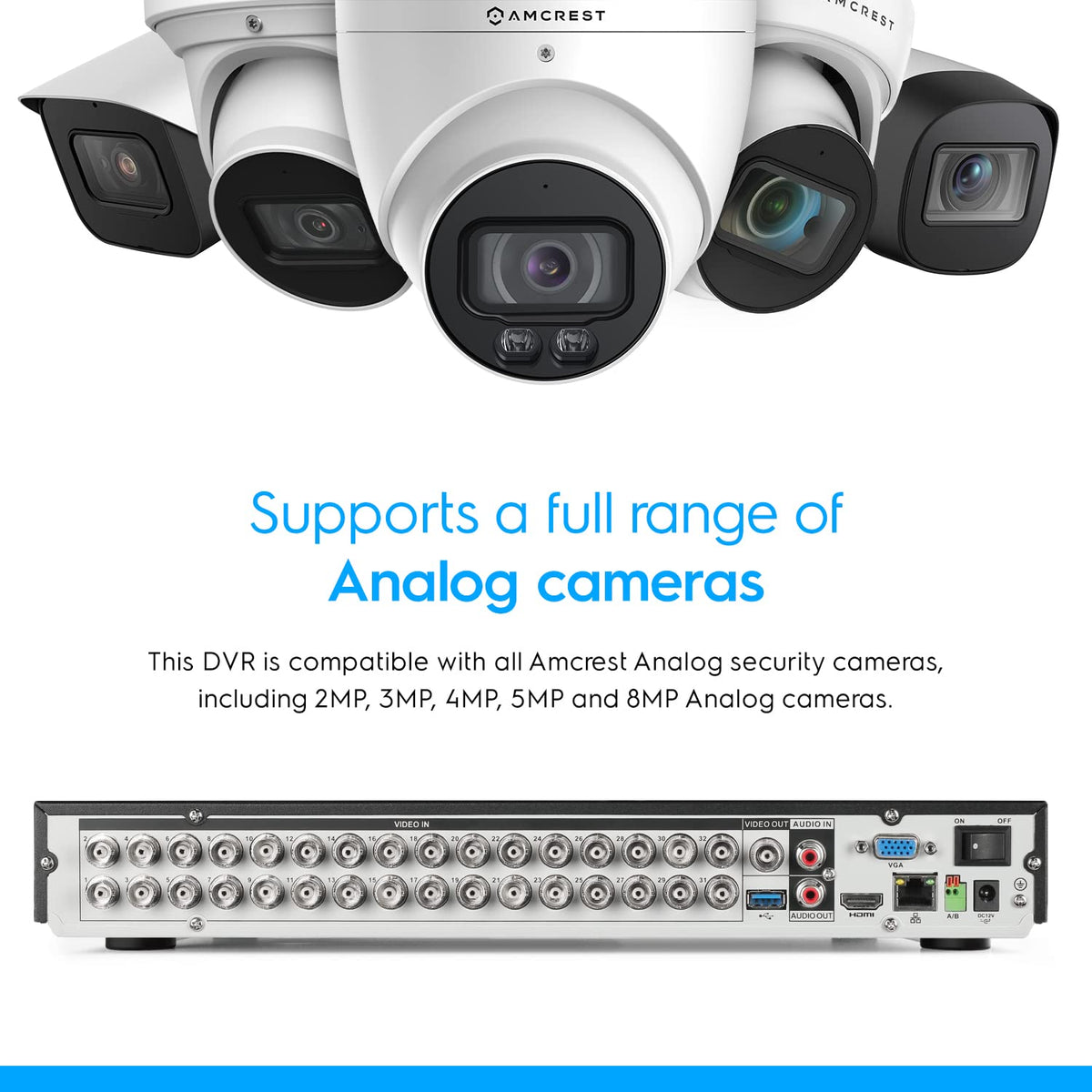 Amcrest 5MP UltraHD 32 Channel DVR Security Camera System Recorder, 5MP Security DVR for Analog Security Cameras, Remote Smartphone Access, HDD