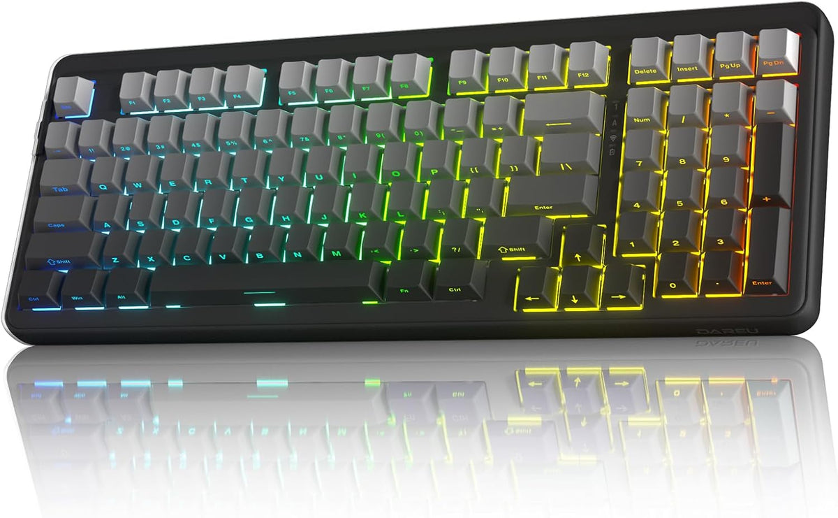 DAREU EK98PRO Wireless Mechanical Keyboard, Gasket Hot Swappable Custom, Pre-lubed Linear Switches, Side Printed PBT Keycaps, BT5.0/2.4GHz/USB-C, RGB Backlit Gaming Keyboard for Win/Mac