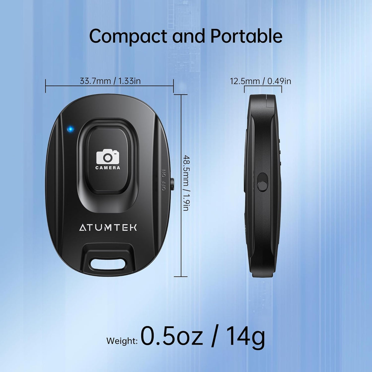 ATUMTEK Camera Remote Shutter for iPhone and Android Smartphones (2 Pack), Wireless Phone Remote Control Selfie Button for Photos and Videos (Bluetooth 5.2), Wrist Strap Included, Black