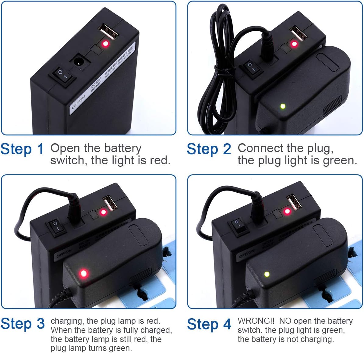 ABENIC 12V 2A (24W) 4000mAh Pack DC12400 DC Rechargeable Protable Lithium ion Battery for Telescope Breast Pump Signal