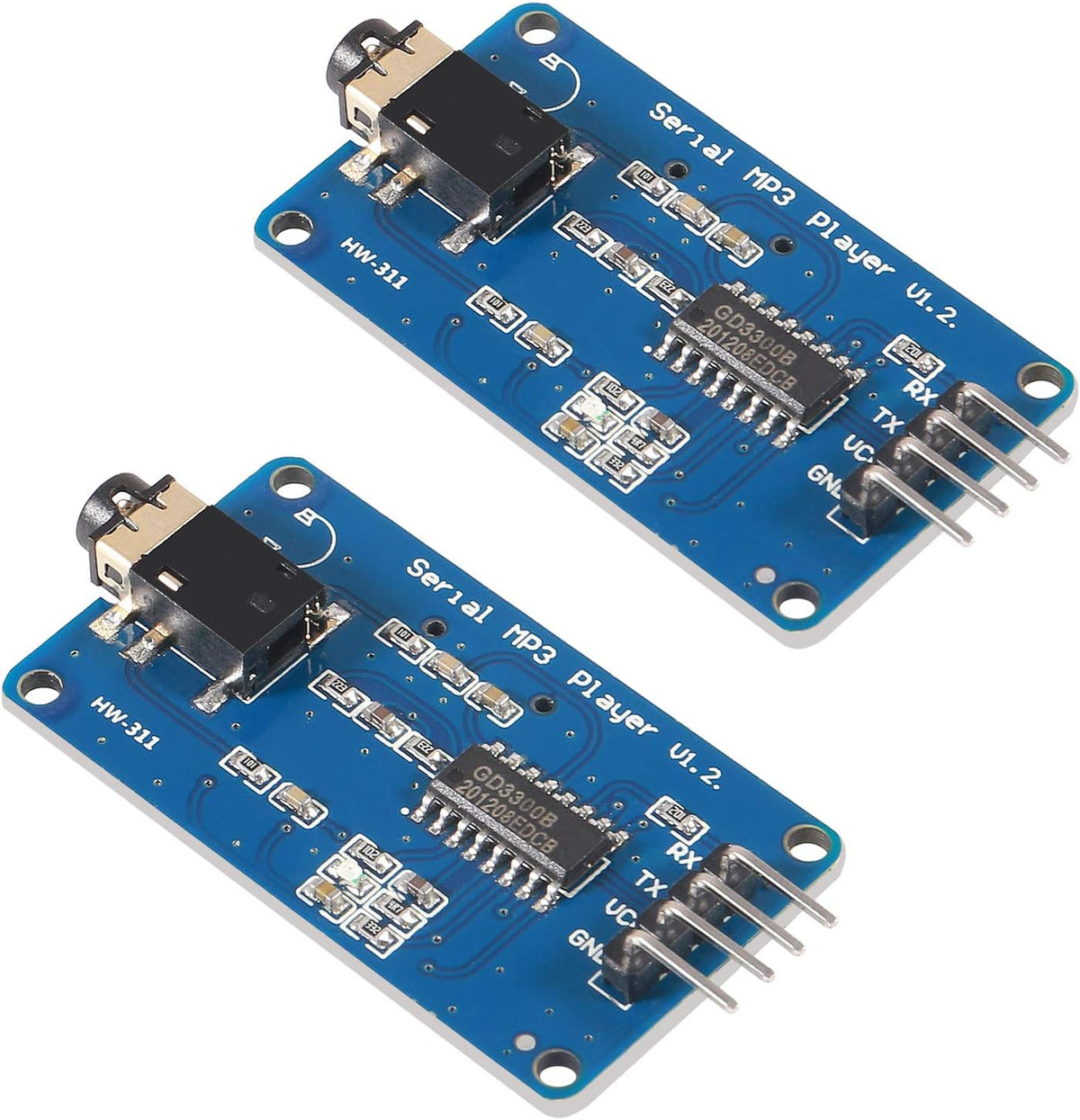 2Pcs YX5300 MP3 DORHEA UART Control Serial Music Player Module Voice Serial Port UART Control Module with TF Card Slot