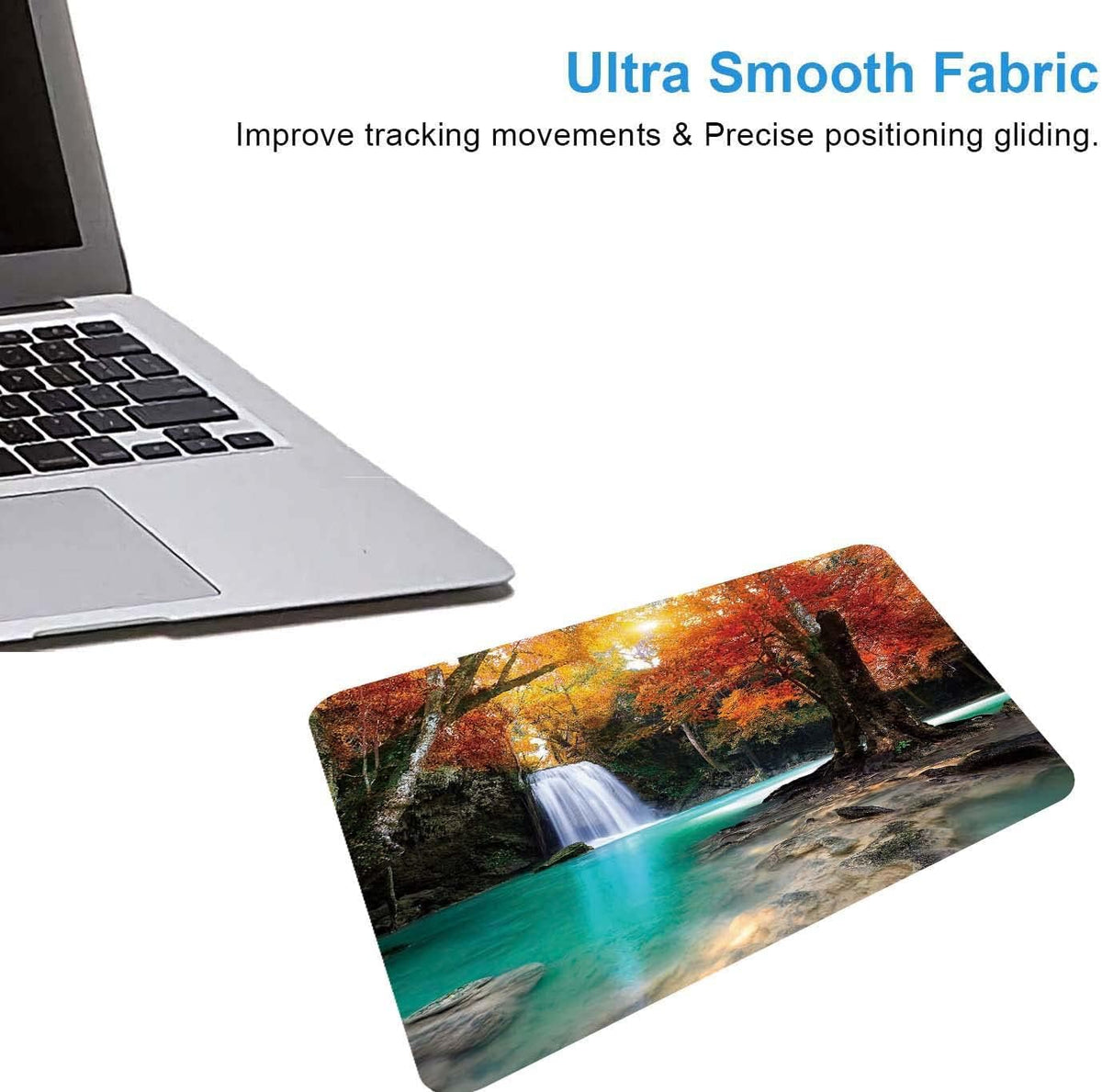 Deep Forest Waterfall Mouse Pad,Non-Slip Rubber Base Wireless Gaming MousePads for Computers Laptop Office,Cute Mouse Pads with Designs for Women