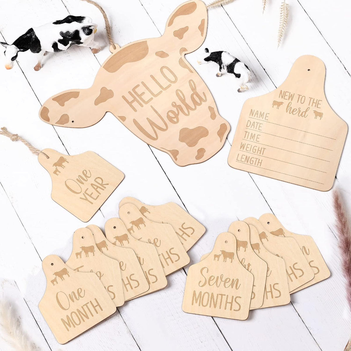 Huray Rayho Cow Baby Monthly Milestone Cards Western Wooden Cow Print Baby Milestone Signs, Baby Stuff, Newborn