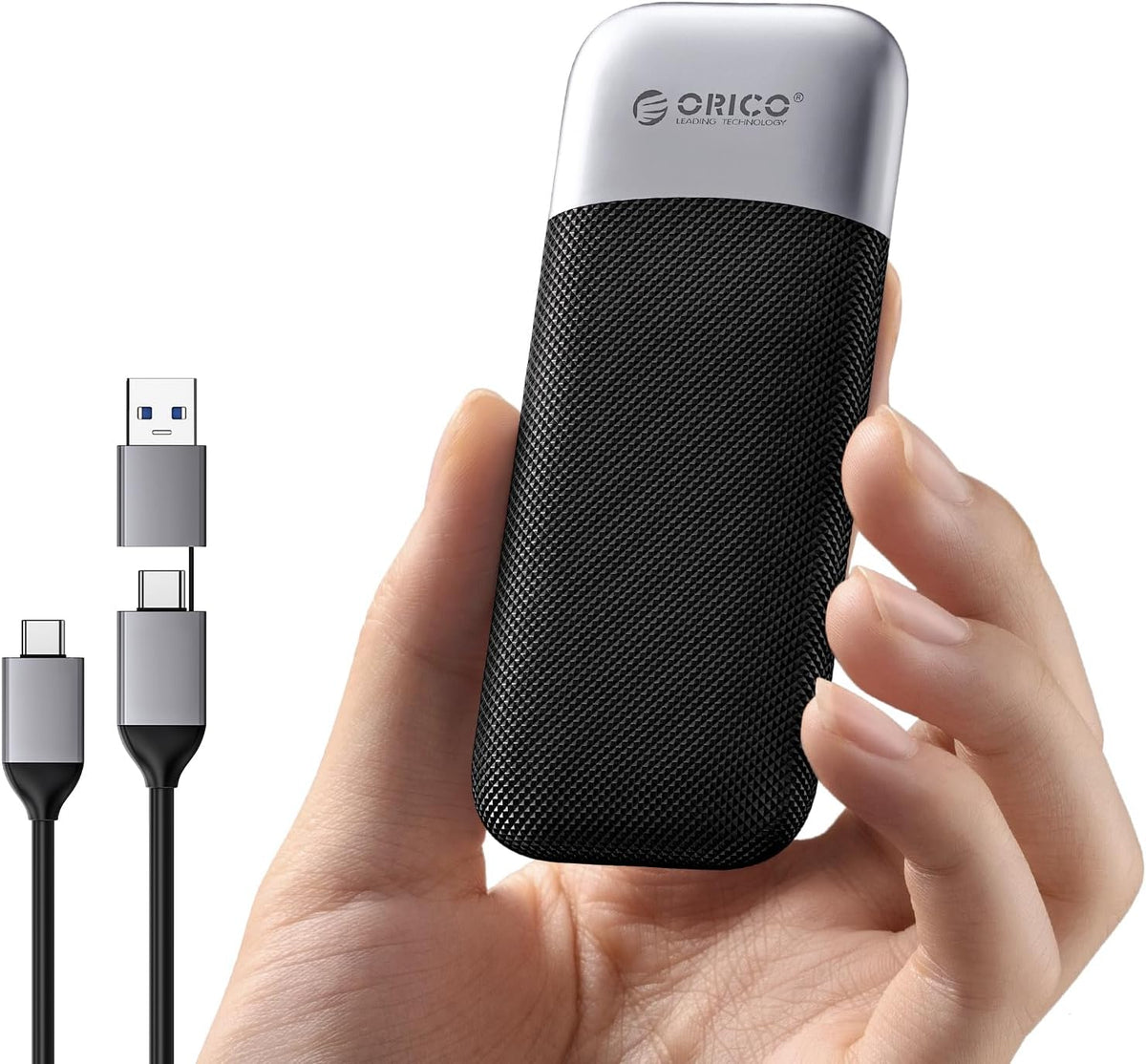ORICO 256GB Portable SSD, Up to 1050MB/s, Compact with 2 in 1 USB C & A Cable, External Solid State Drives, Reliable Storage for USB C Smartphone, Tablet, PC - M10PRO