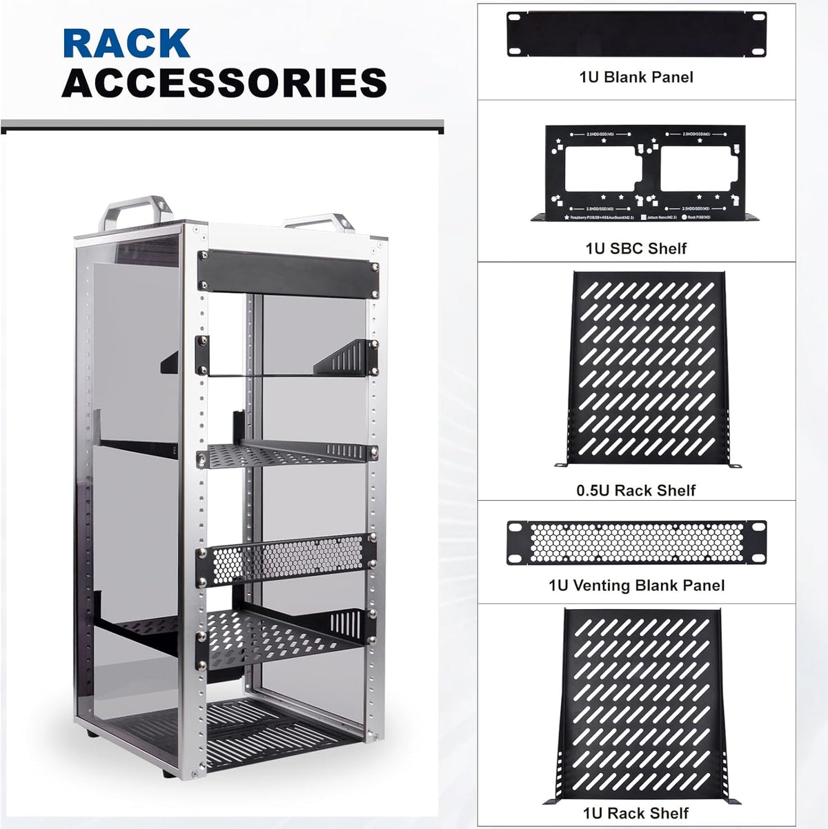 GeeekPi 12U Server Cabinet, 10 inch Server Rack for Network, Servers, Audio, and Video Equipment, DeskPi RackMate T2 Rackmount, 10.23 inch Depth