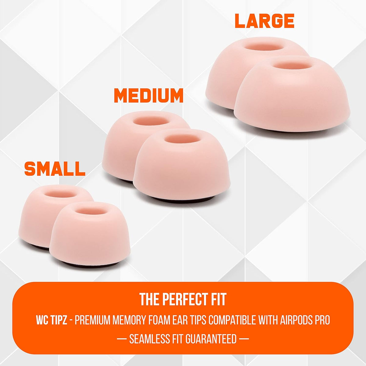 WC TipZ - Upgraded Memory Foam Ear Tips for Airpods Pro Made by Wicked Cushions | Improved Comfort, Tighter Seal, Better Foam Rebound Time | Fits Perfectly in Charging Case | Perfect Pink
