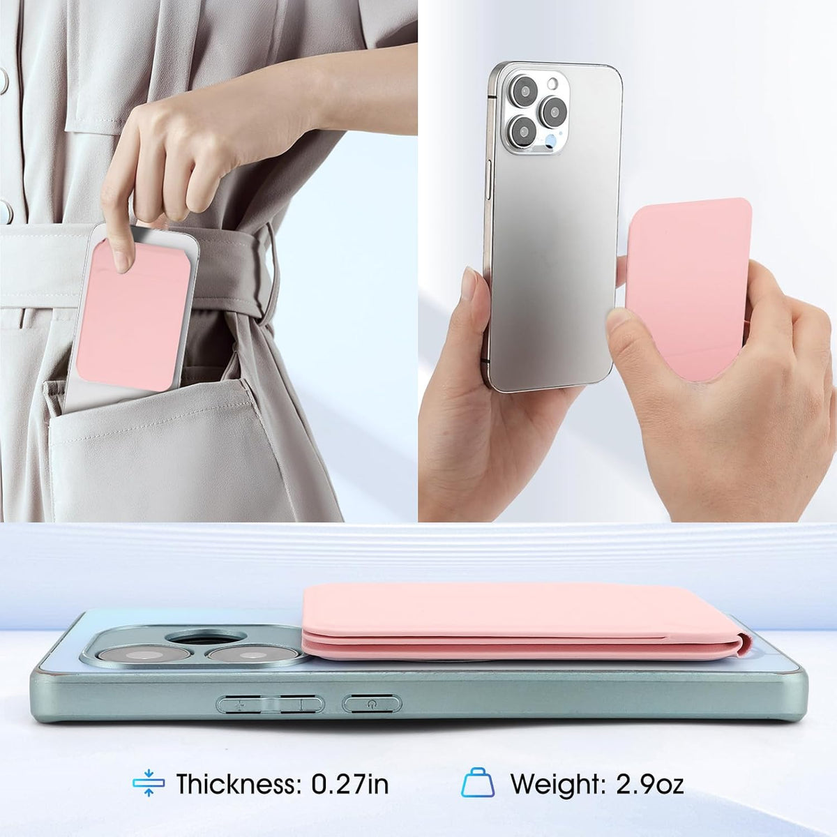 Phone Stand, Foldable Magnetic Phone Tripod, Angle Adjustment & Strong Magnets PU Leather Phone Stand, Compatible with All Smart Phone 16/15/14/13/12(Pink)