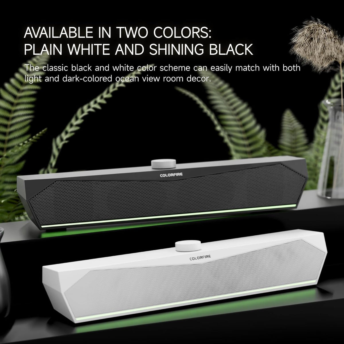Colorful 3.5mm Gaming Soundbar,Computer SoundBar for PC,USB Speakers,RGB Touch Lights,USB-C/A Powered Input, Compact