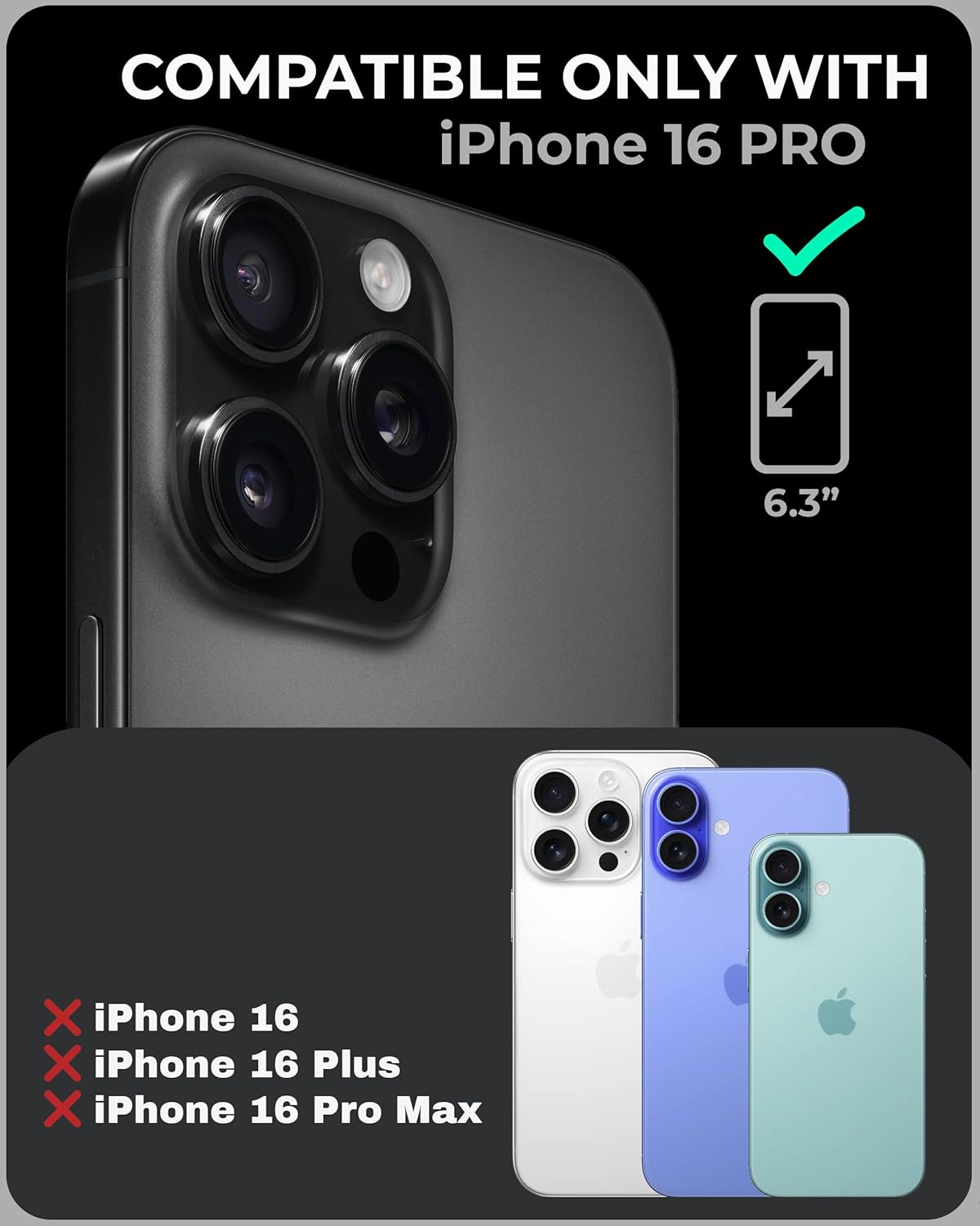 TORU CX Slim for iPhone 16 Pro Case Wallet | Protective Shockproof Heavy Duty Cover with Hidden Card Holder & Card Slot | Mirror & Wrist Strap Included - Green