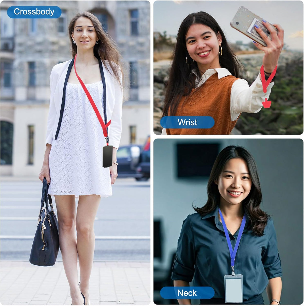 PATIKIL Smart Phone Lanyard with Wrist Strap and Patches for Most Smartphones ID Badges Keychain