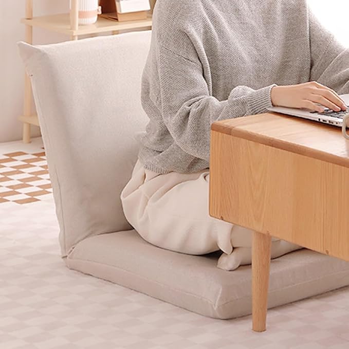 Floor Chair Gaming Floor Seat for Living Room Adjustable Backrest with Cotton Linen Cover for Balcony Reading Bedroom Study Room(Brown)