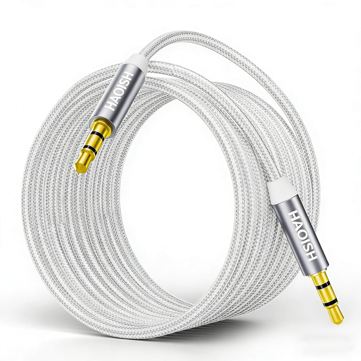 HAOISH 30 3.5 mm Braided-1/8 Aux Cord FT, Audio Cable Nylon Male to Male Auxiliary Stereo Jack Cables for Car/Home