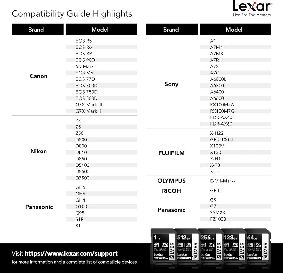Lexar 512GB Professional Silver SD Card, UHS-I, C10, U3, V30, 4K, Up to 205/140 MB/s SDXC Memory Card, for Professional Photographer, Videographer, Enthusiast (LSDSILV512G-BNNNU)