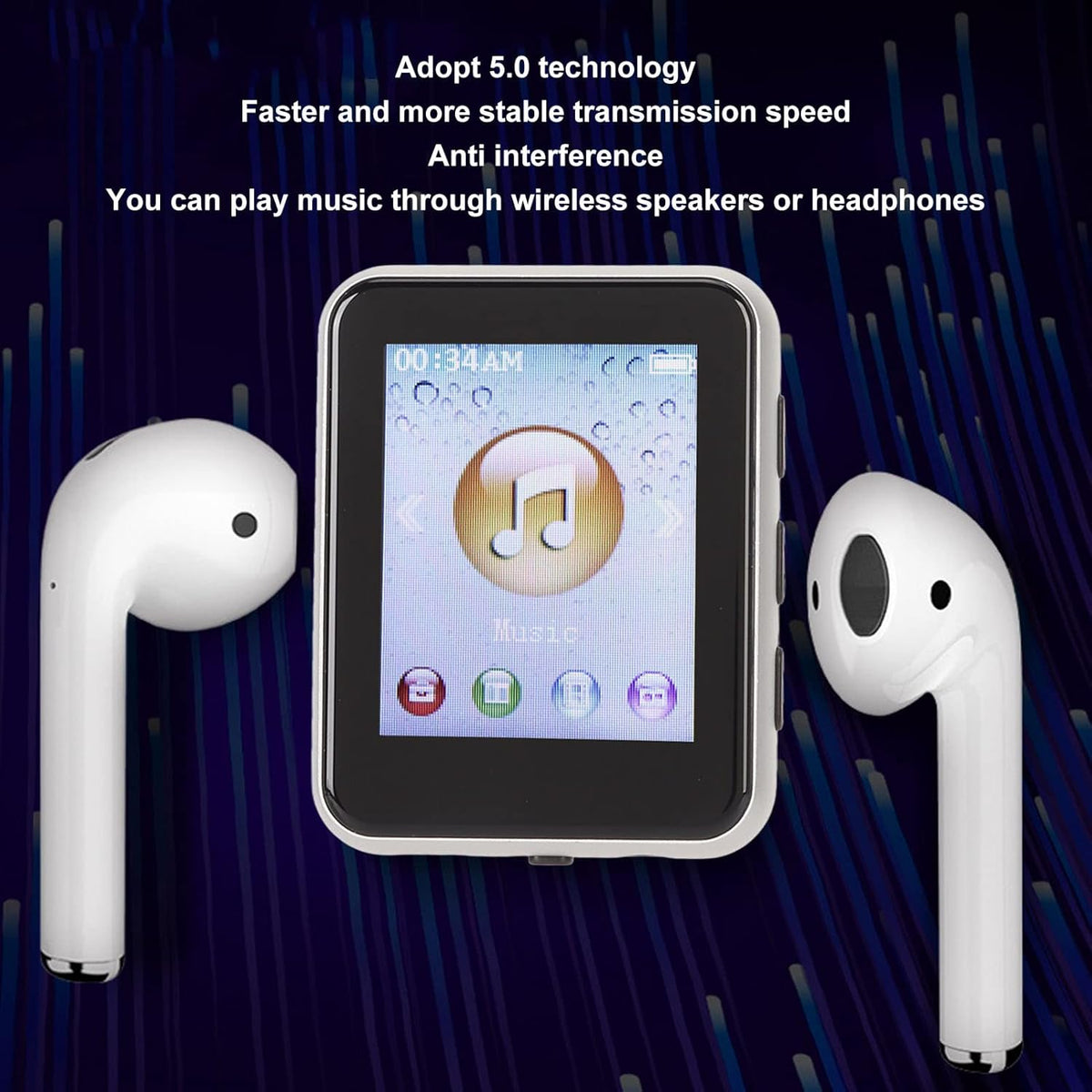Dilwe 8G MP3 1.8 Inch Mp3 Player with Bluetooth, Player with Pedometer and Speaker, Portable HiFi Digital Music Player